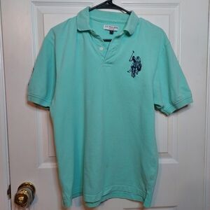 U.S. Polo Assn Mint Green Big Pony Short Sleeve Collared Golf Shirt Size M